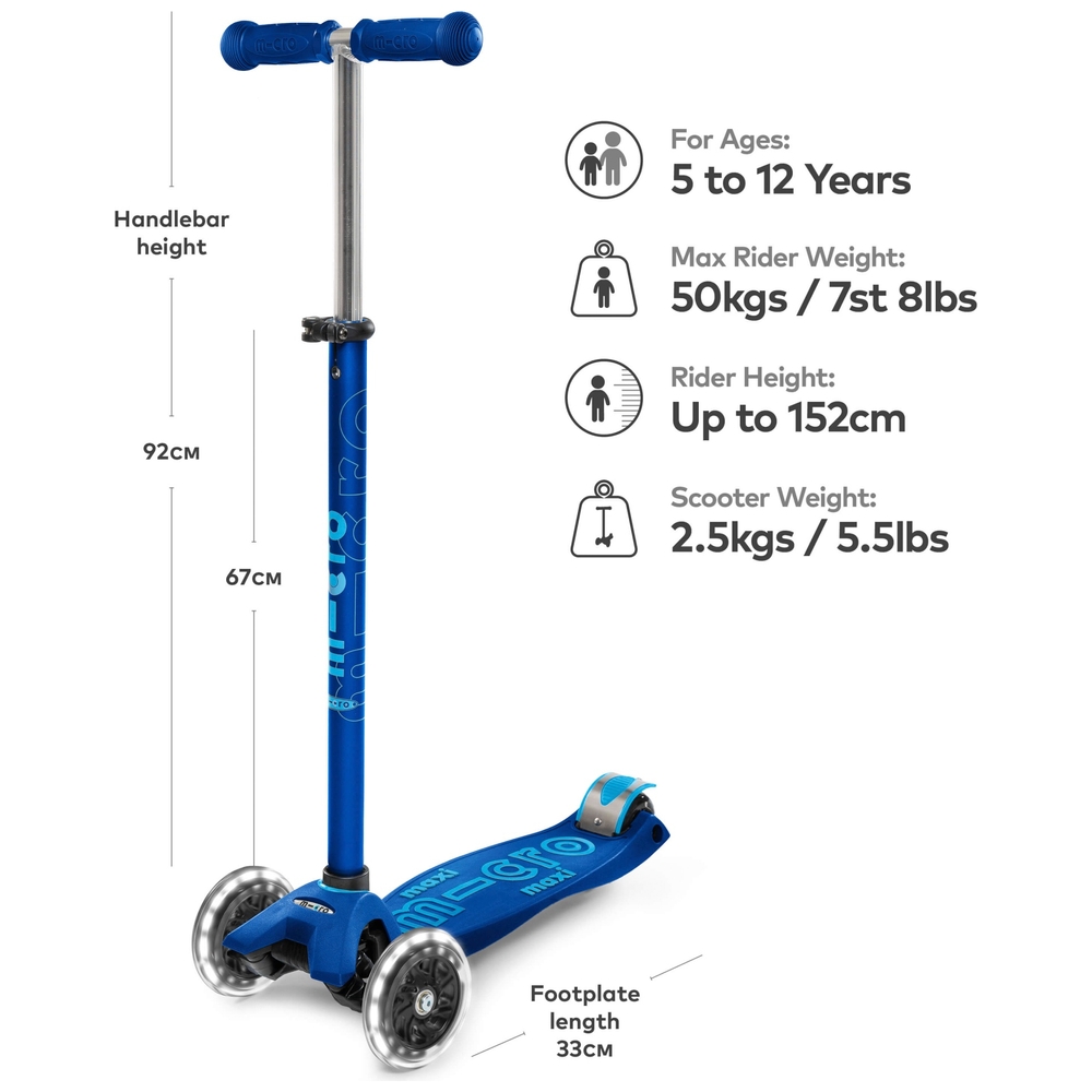Maxi Micro Deluxe LED Blue Scooter | Smyths Toys UK