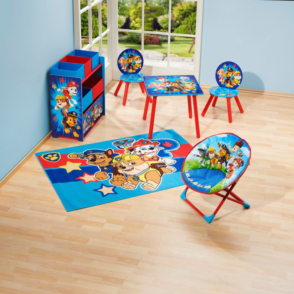 PAW Patrol Kindertisch mit Stühlen 3-tlg. Kindersitzgruppe aus Holz  blau/rot