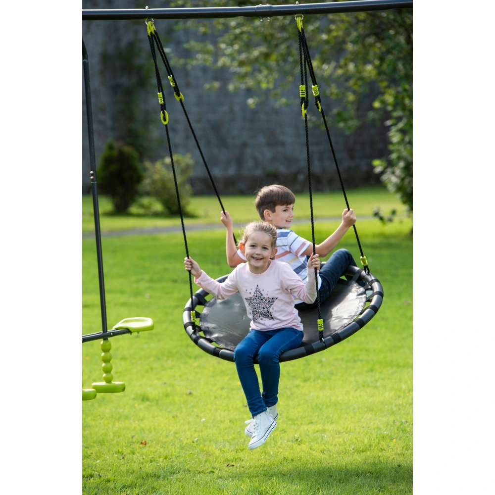 Balançoire Nid D'oiseau Ronde 100 Cm – 200 Kg – Réglable De 100 à 180 Cm – Extérieur Intérieur – Noir – Pour Enfant Et Adulte