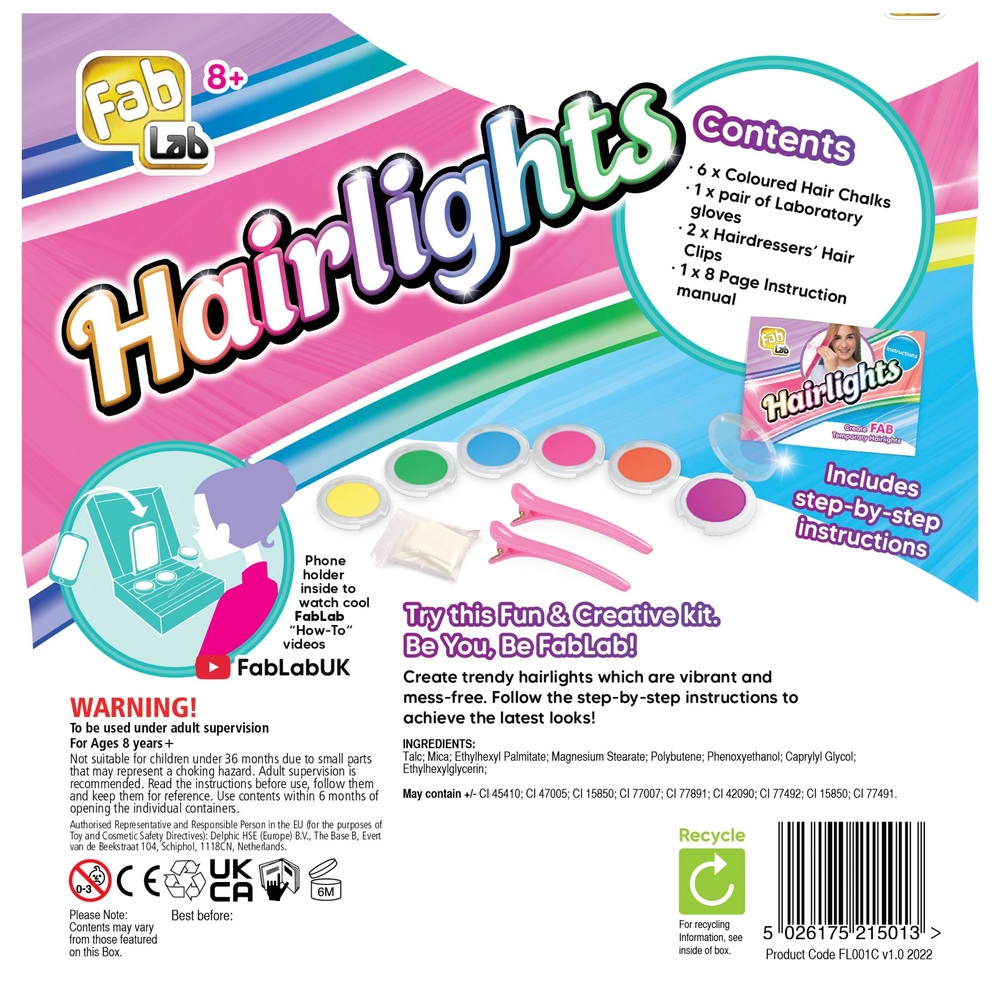 Implement Blind Konserveringsmiddel FabLab Hairlights Hair Chalks Kit | Smyths Toys UK