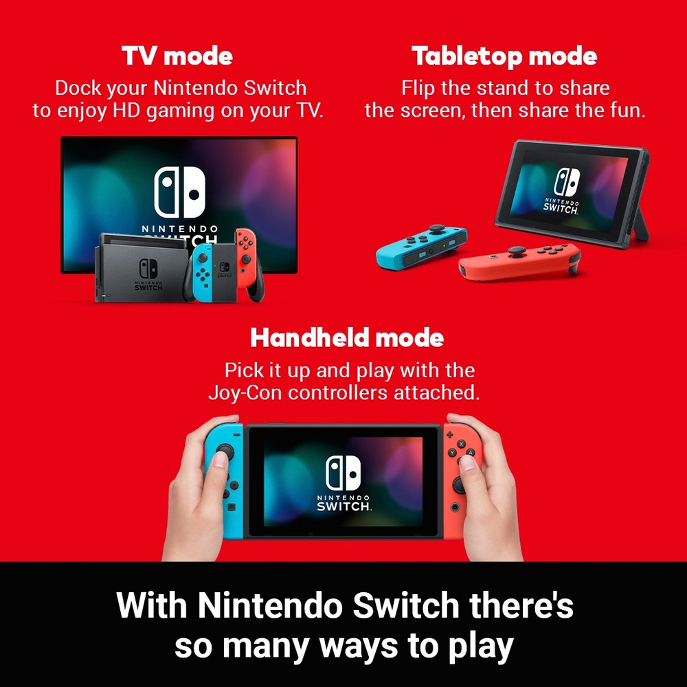 Nintendo Switch Neon Red/Blue with Improved Battery Life | Smyths