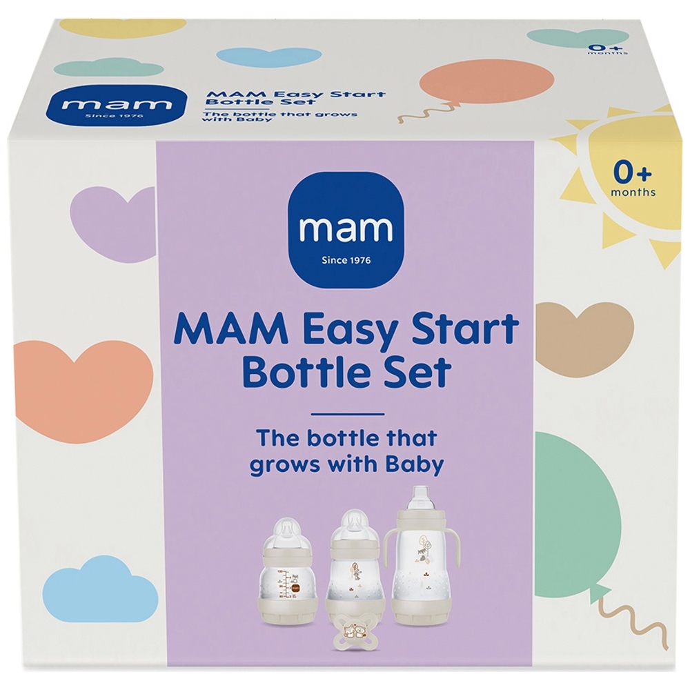MAM Feeding & Soothe 6 Pcs Starter Set 4 x Self-sterilising Bottles & 2  Soothers
