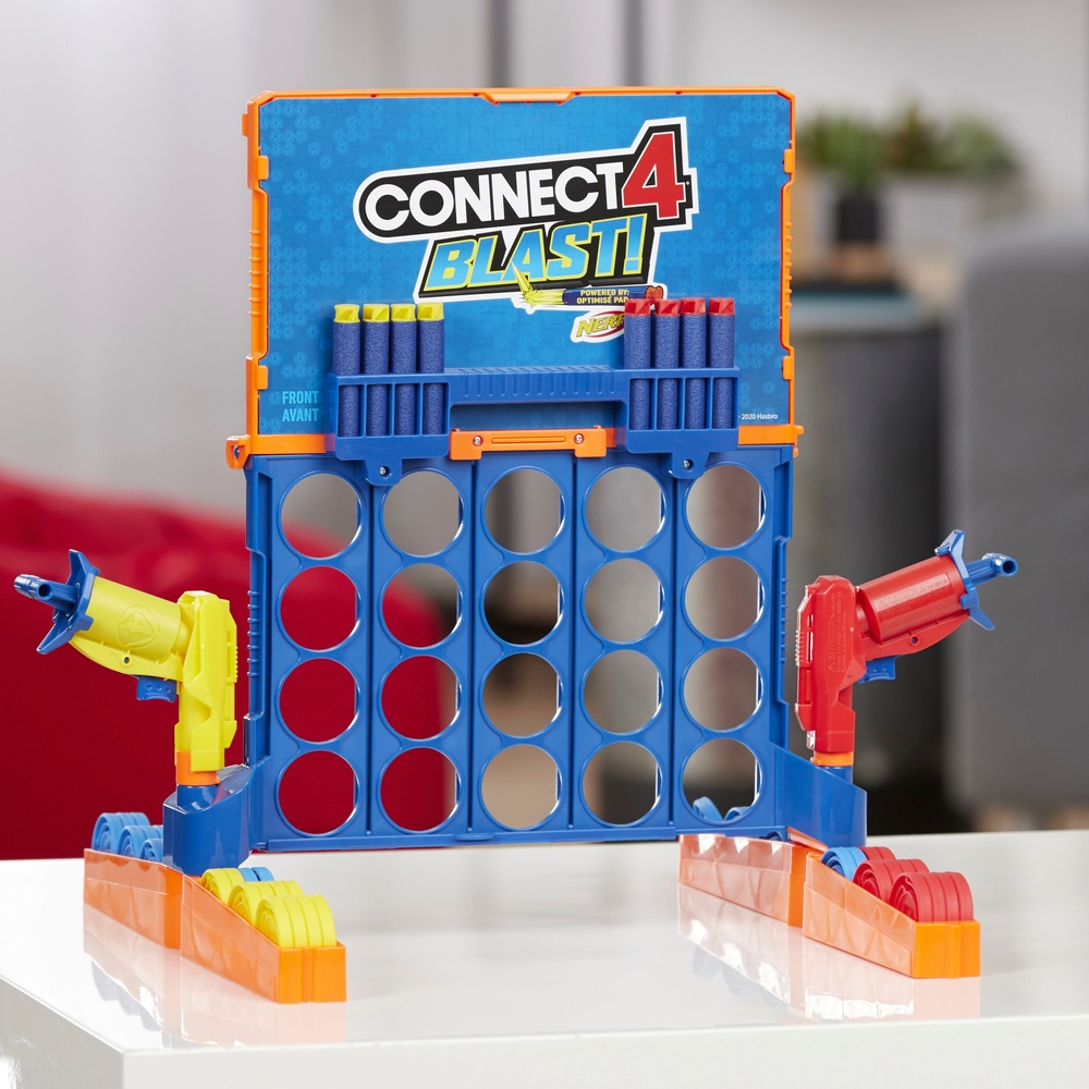Game; Powered by Nerf; Includes Nerf Blasters and Nerf Foam Darts; Game For Children Aged 8 and Up Connect 4 Blast