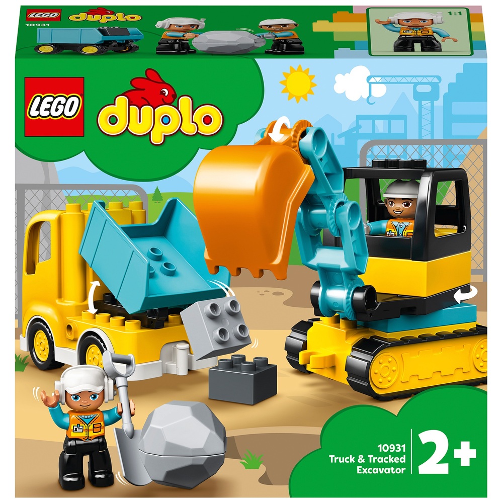 LEGO DUPLO Town Truck & Tracked Excavator Construction Vehicle 10931 Toy  for Toddlers 2-4 Years Old Girls & Boys, Fine Motor Skills Development and