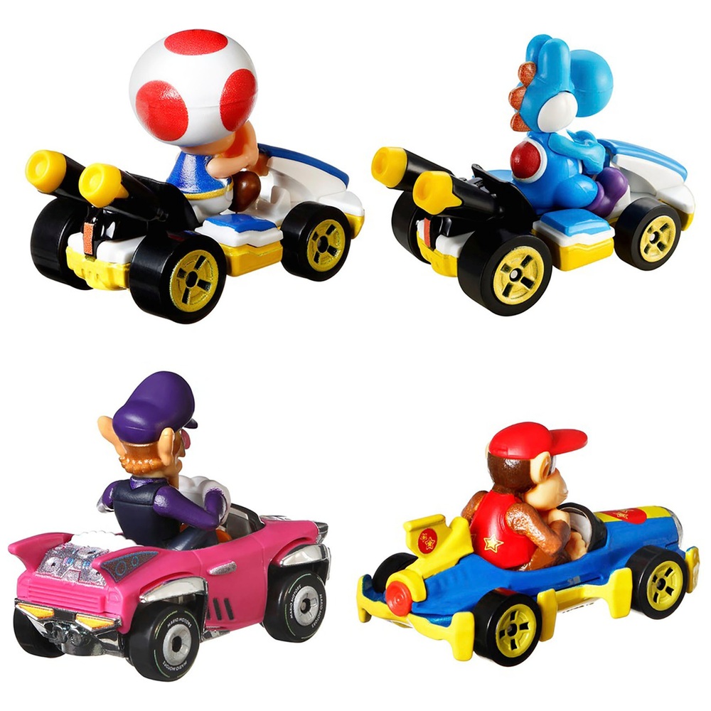 Hot Wheels - Pack 4 Véhicules Mario Kart - Modèle Aléatoire