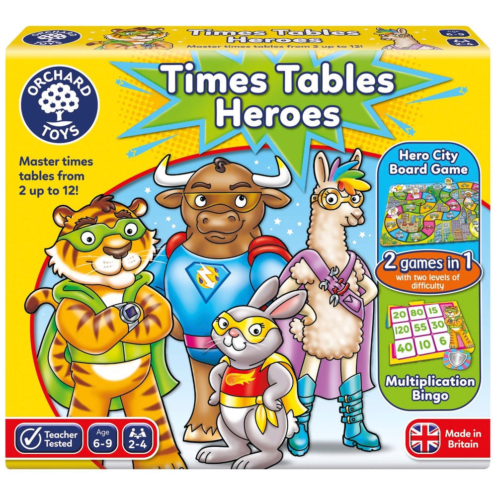 Orchard Toys Times Tables Heroes 2 In 1 Board Game Smyths Toys Uk