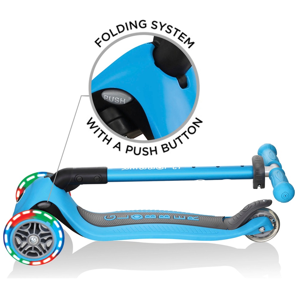 Globber Scooter PRIMO Klapproller mit LED Rädern blau Smyths Toys
