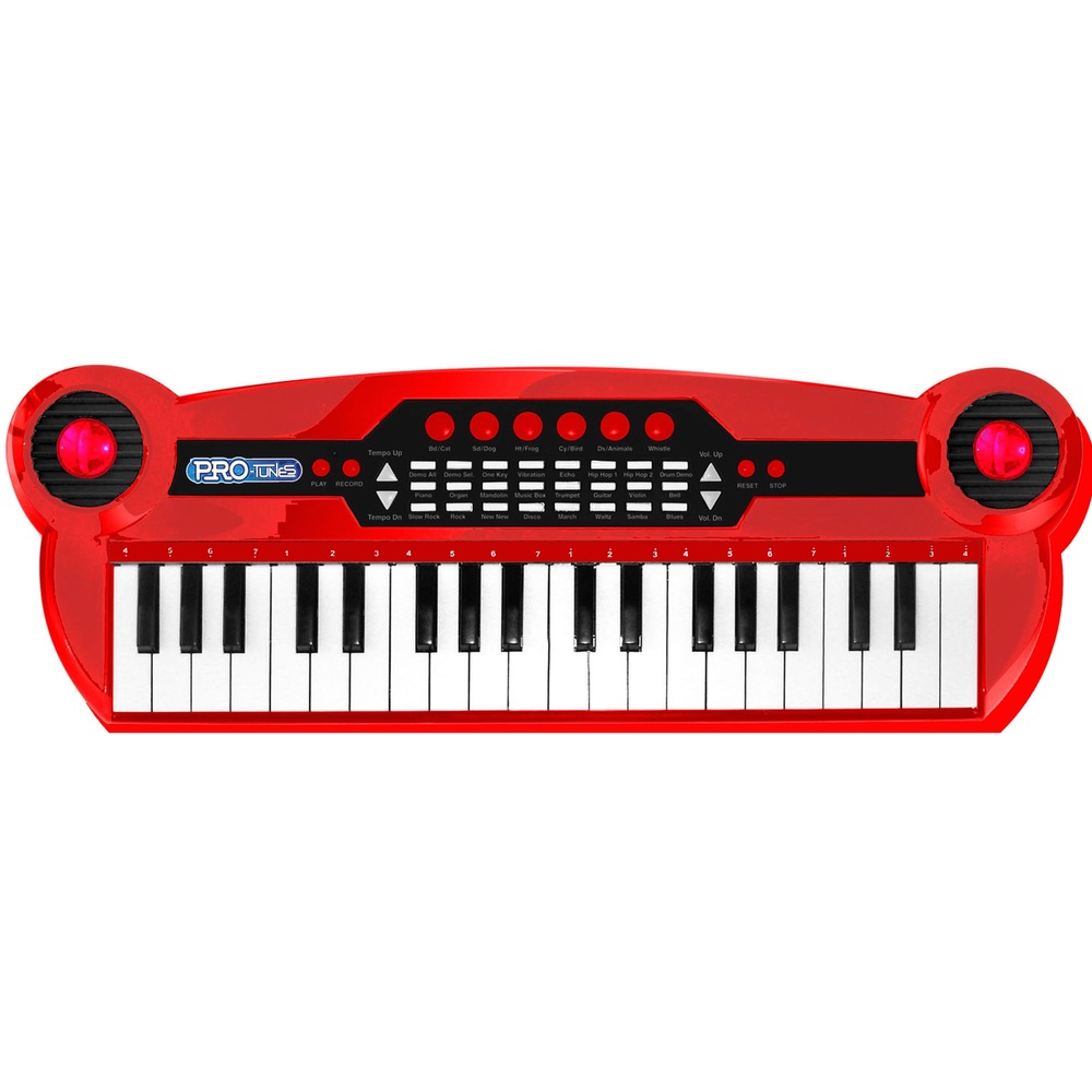 Clavier de Piano Electronique à 37 Touches pour Enfants Jouet Educatif  Portable avec Lumière Rythmique Rouge - Costway