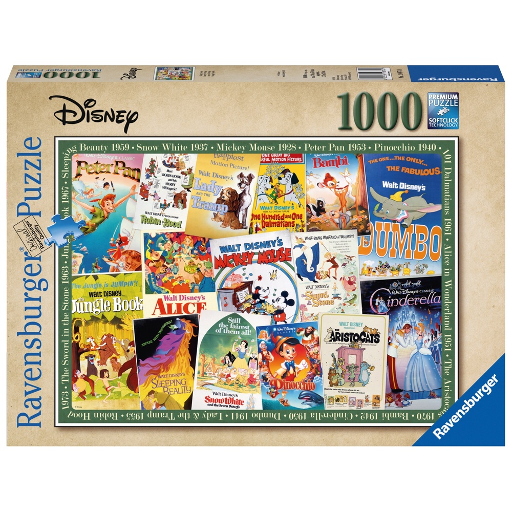 Gevoelig voor maart monster Ravensburger puzzel Disney Vintage Movie Poster 1000 stukjes | Smyths Toys  Nederland