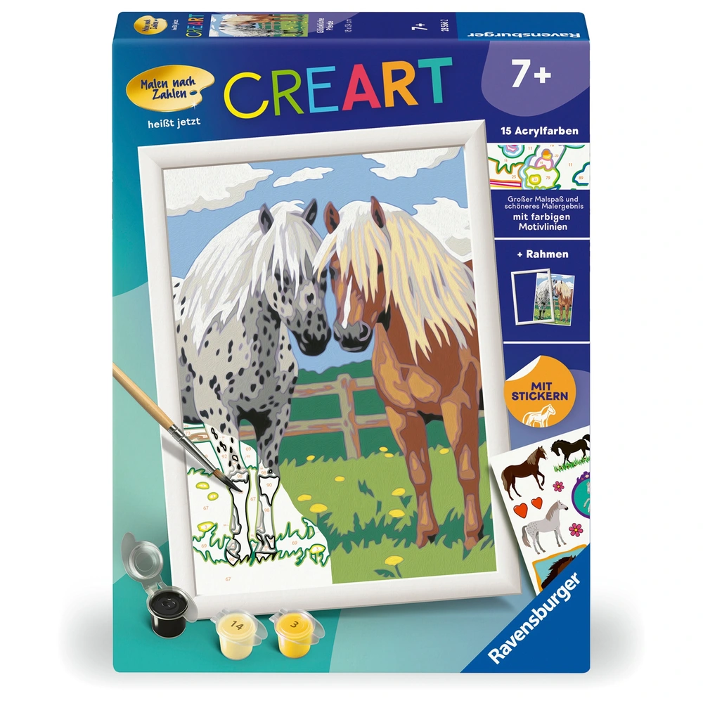 Ravensburger CreArt Malen Nach Zahlen 'Pecorelle' – Komplettes Set Mit Leinwand, Farben, Pinsel & Rahmen, Für Kinder Ab 9
