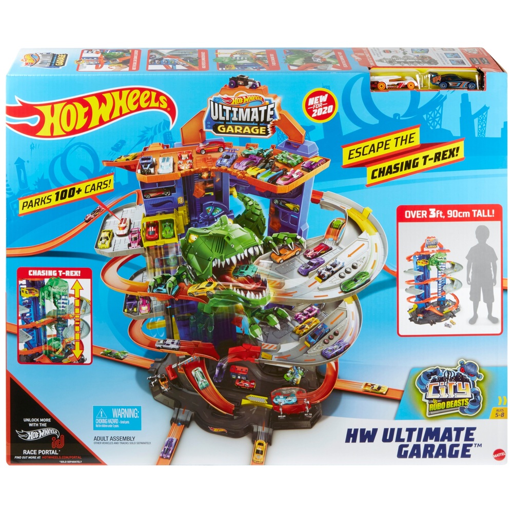 Hot Wheels HW Ultimate Garage Playset with 2 Toy Cars, Stores 100+ 1:64  Scale Vehicles