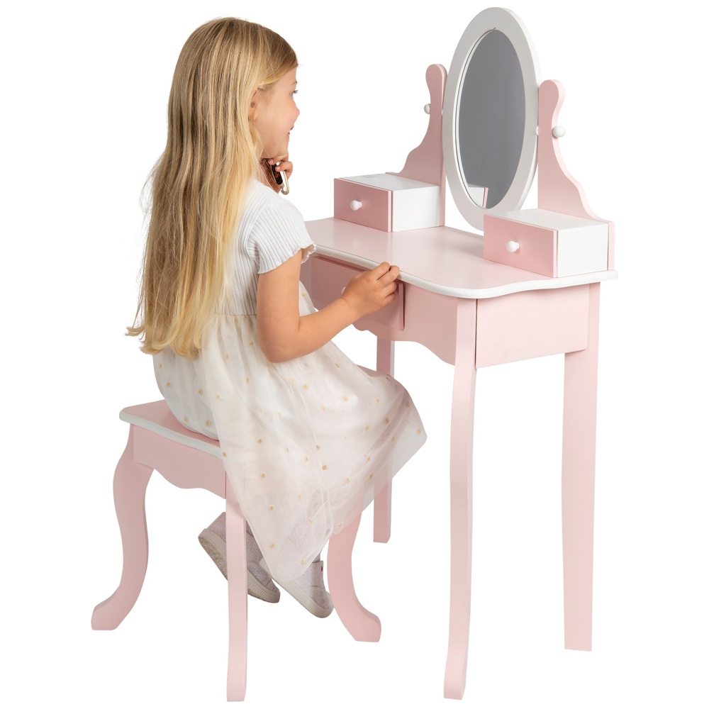 Mechanisch Rijk voorwoord Make-up- en kaptafel met krukje voor kinderen roze | Smyths Toys Nederland