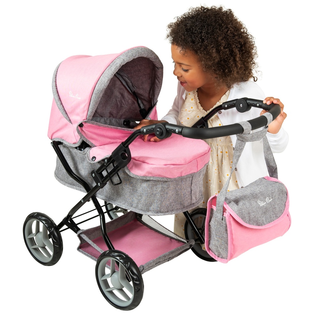 Silver Cross poppenwagen met luiertas roze/grijs | Smyths Nederland