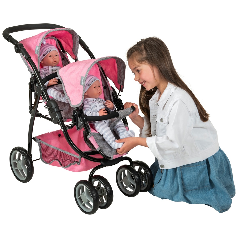 Rook onbetaald mogelijkheid Silver Cross tweeling-poppenwagen roze/grijs | Smyths Toys Nederland