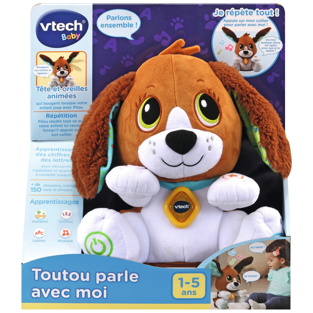 VTech Peluche Interactive Toutou Parle Avec Moi 18 cm Marron