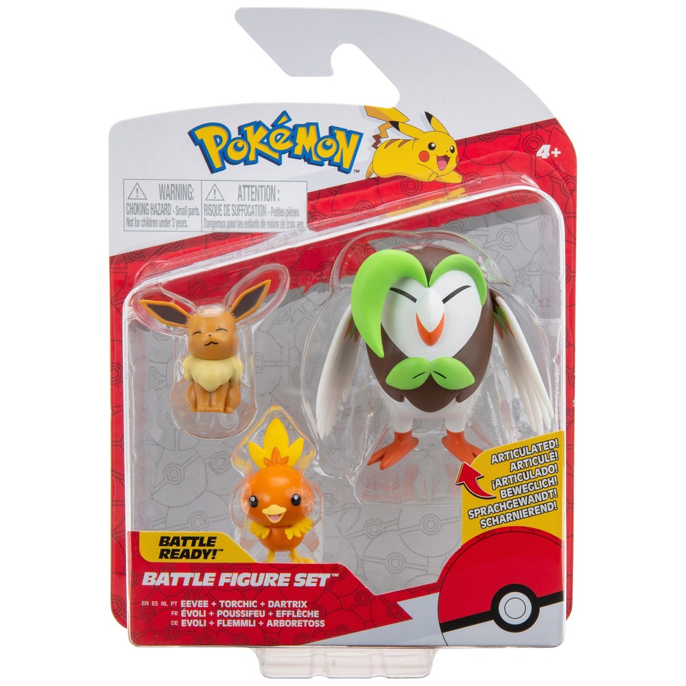 Pokémon Battle Figure 3 Pack (Torchic, Eevee & Dartrix) | Smyths Toys UK