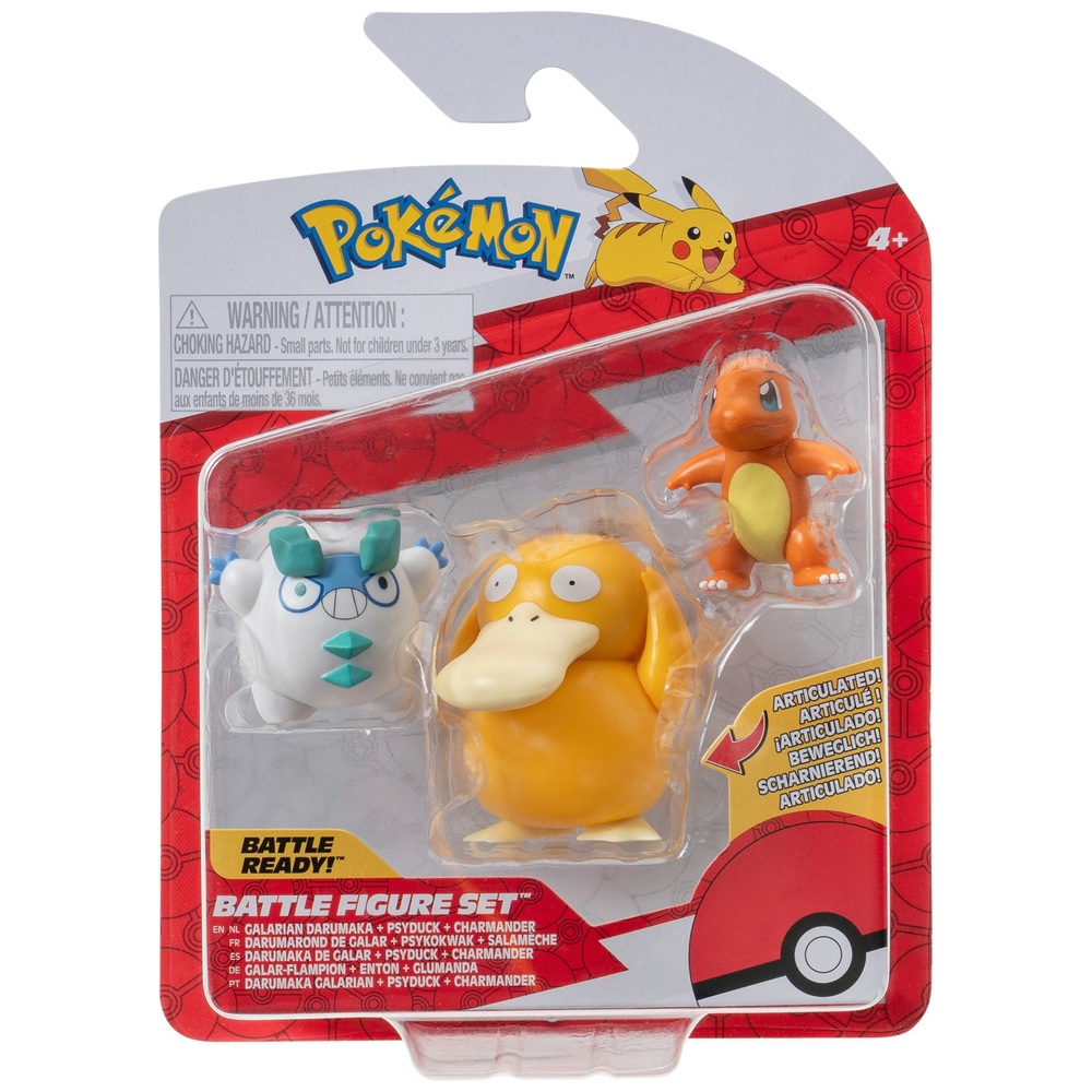 Pokémon Battle Figure 3 Pack (Charmander, Psyduck, Galarian Darumaka ...