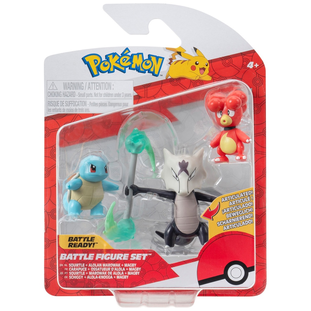 Pokémon Battle Figure 3 Pack (magby, Squirtle, Alolan Marowak) 