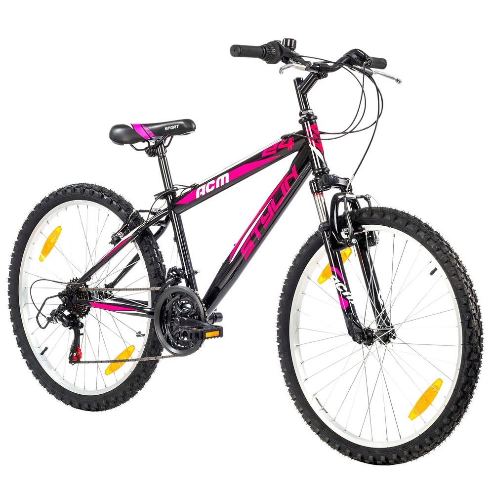 Reden Gepensioneerd snelheid 24 inch mountainbike Styl'in Neon fiets zwart/roze | Smyths Toys Nederland