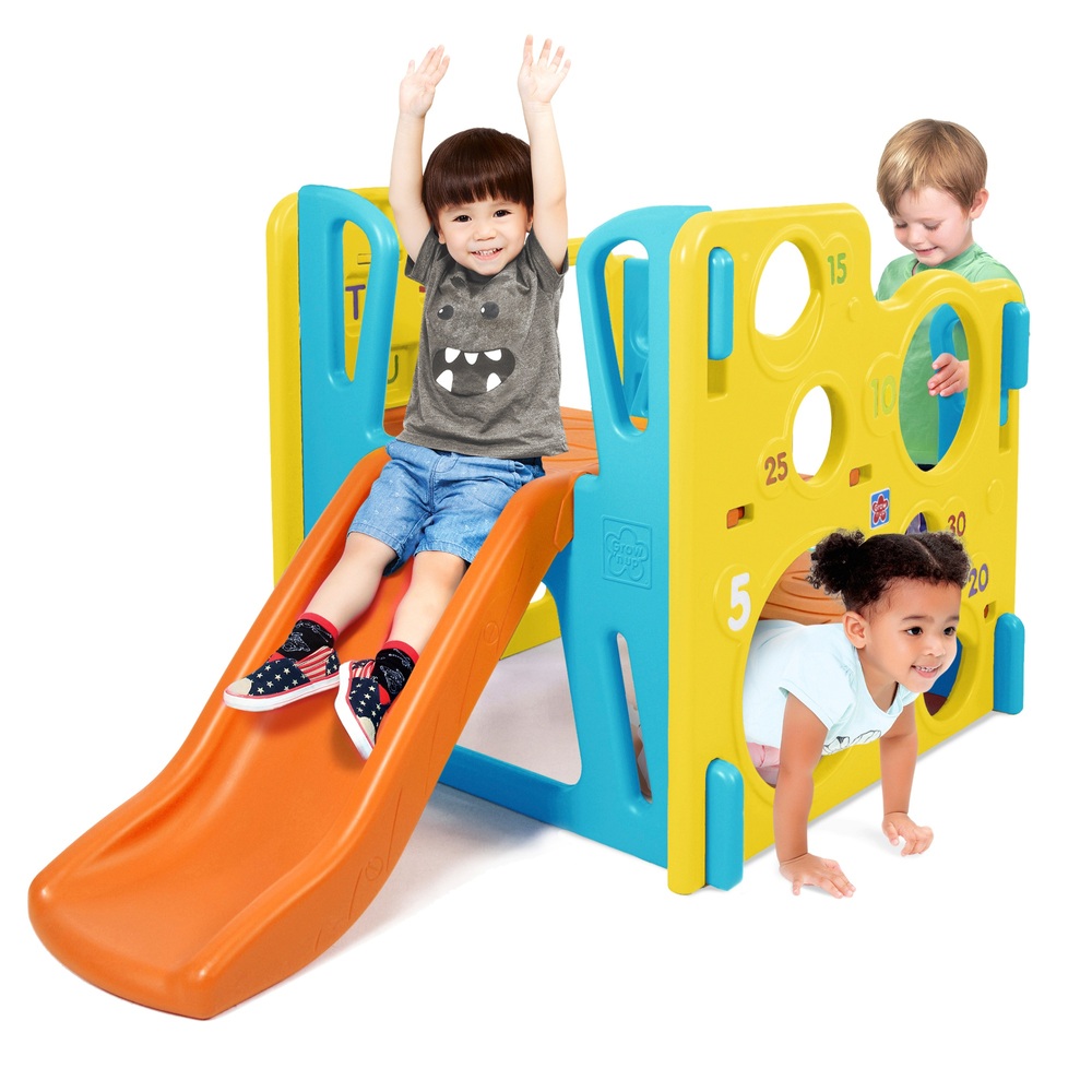 4 in 1 Toddler Slide Swing Stroller Basketball Hoop Set for Boys Girls Kids Playset with Long Slide and Ball Toddler Climber for Indoor Outdoor 