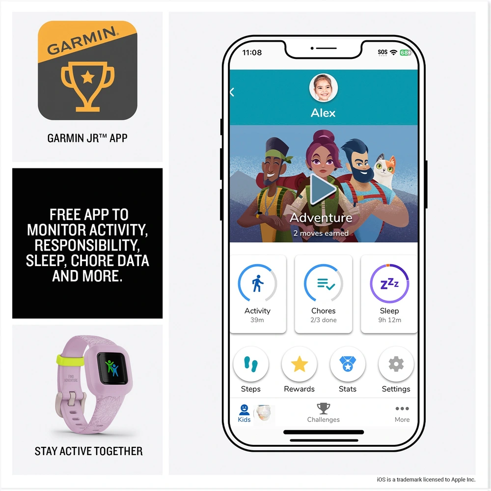 Garmin Vivofit Fitness Tracker For Kids, Includes Interactive App
