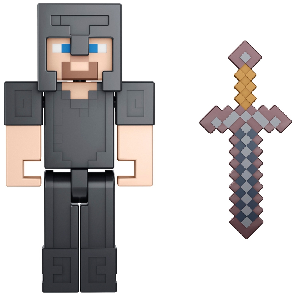 Minecraft 8cm Figure Steve in Netherite Armour | Smyths Toys UK