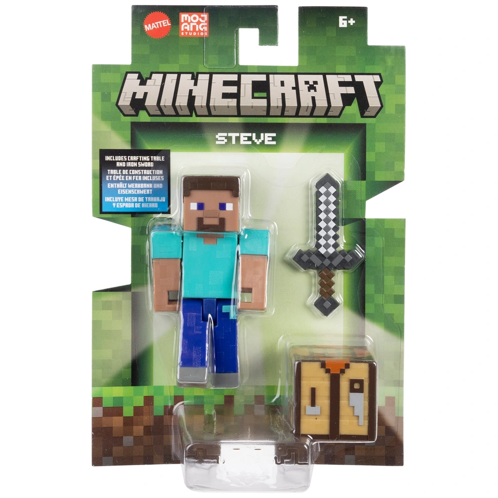 Minecraft Action Figure Steve with Sword and Chest 8cm Smyths