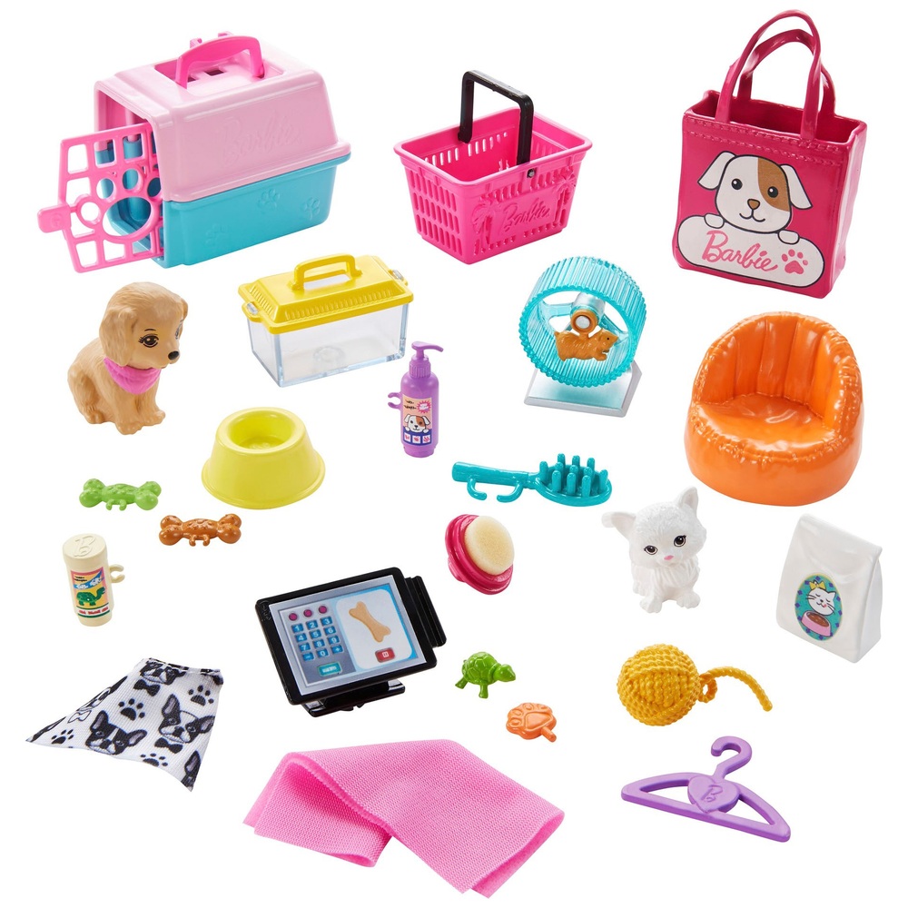 Barbie Métiers Coffret Refuge des Animaux avec poupée blonde, arbre,  comptoir, figurines et accessoires de vétérinaire, jouet pour enfant, FCP78  : : Jeux et Jouets