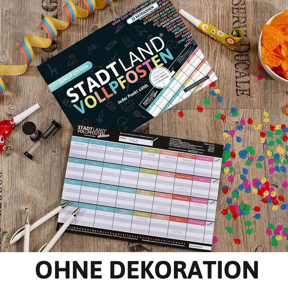 DENKRIESEN Kids Pack 2 – Stadt Land VOLLPFOSTEN Junior & Loony Joe, Familienspiele Ab 8 Jahren