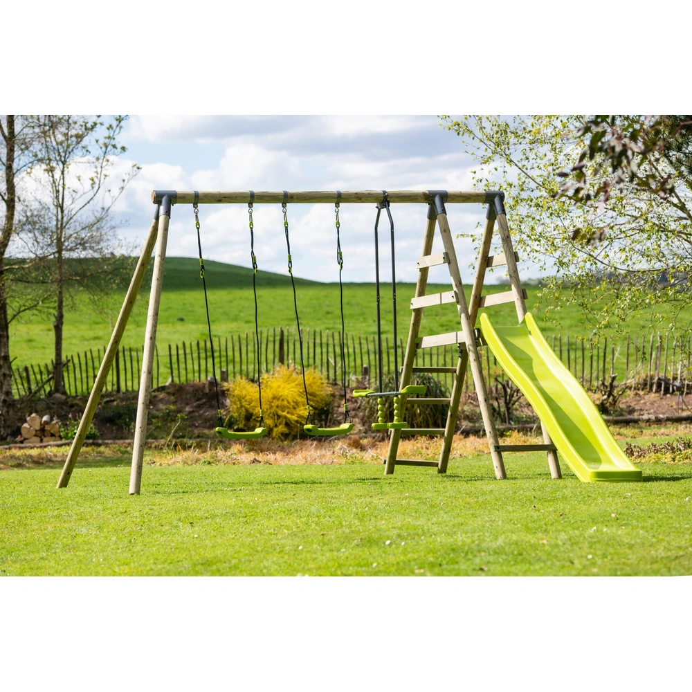 Wooden Play Centre Swing Set with Wave Slide Smyths Toys UK