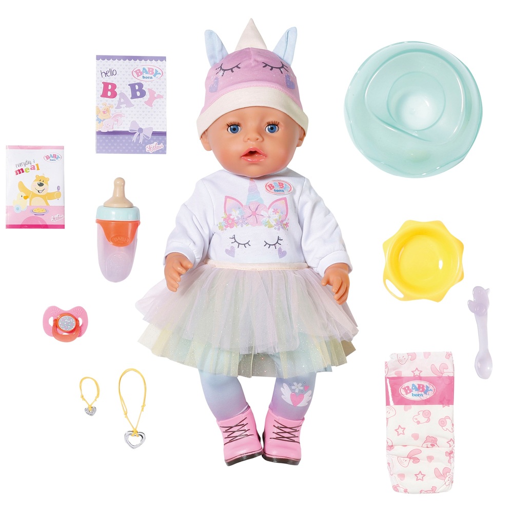 vlinder bekken scherm BABY born pop Magic Unicorn Girl met eenhoornoutfit 43 cm | Smyths Toys  Nederland