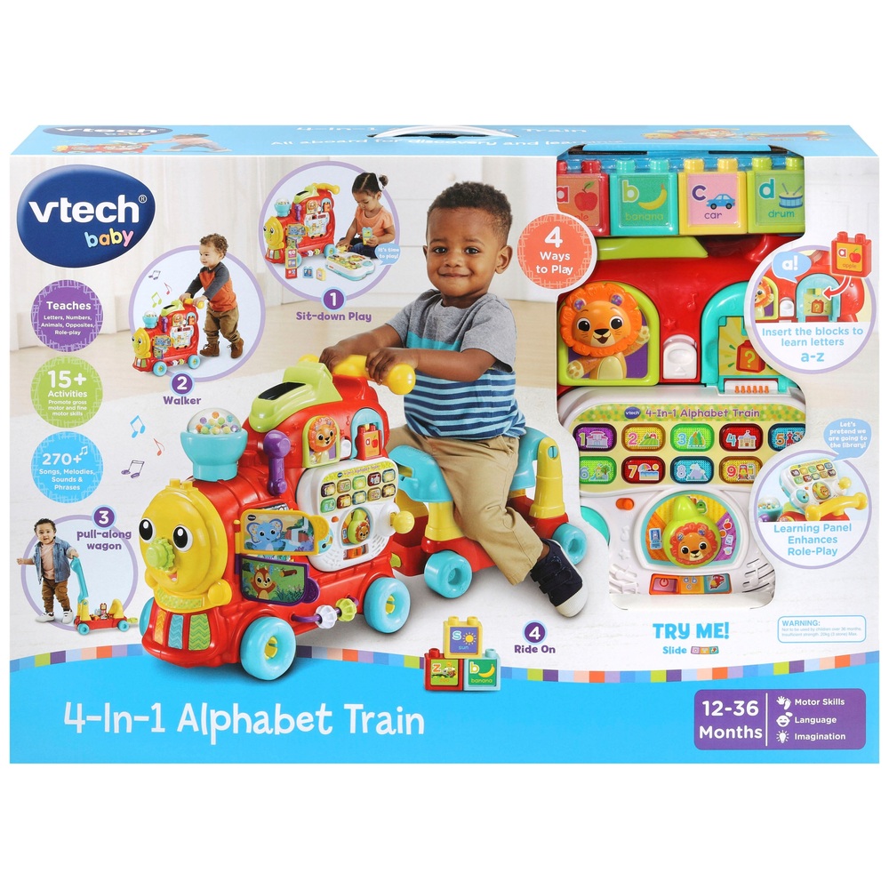 VTech Train 4-in-1 Baby Activity Toy w/ Light & Music Alphabet Letter  Blocks Red