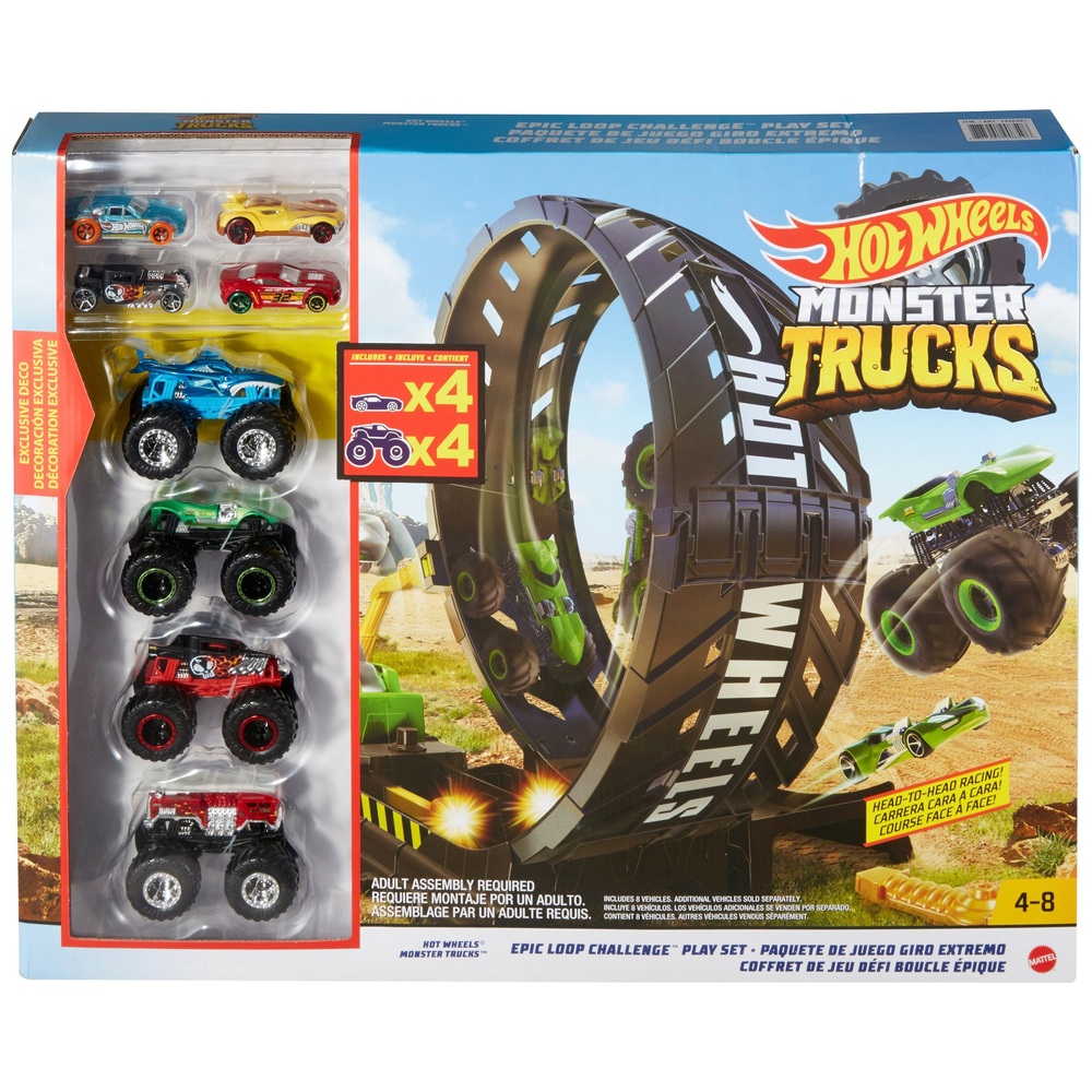 Hot Wheels Monster Trucks Epic Loop Challenge Playset and 8 ...
