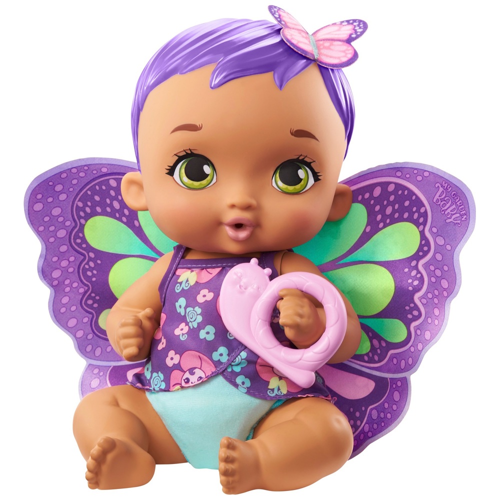 My Garden Baby Feed & Change Baby Butterfly Doll Purple | Smyths Toys UK