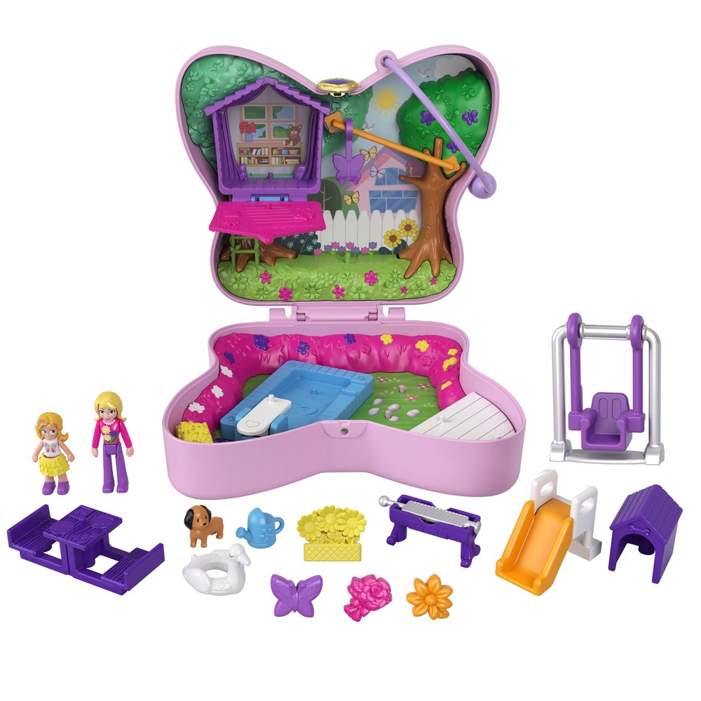 Polly Pocket Tiny Compact Playground including Swing Places Garden Brand New UK 