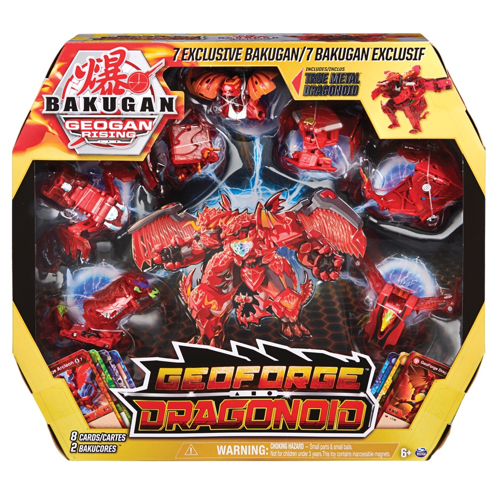Bakugan Geoforge Dragonoid mit 6 Geogan und 1 exklusiven Metall Dragonoid  Bakugan