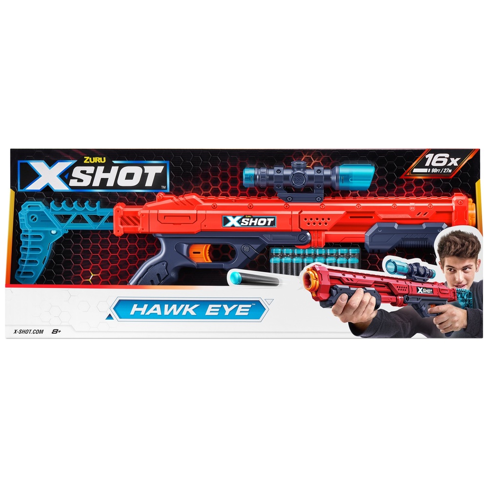 Pistolet ZURU X-Shot Double Hawk Eye et micro pistolet à fléchettes en  mousse, 24 fléchettes, 8 ans et plus