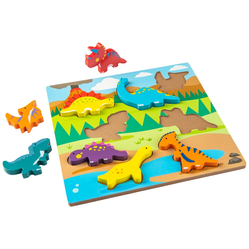 Dinosaures Jouets Puzzle en Bois à Bouton, Goorder Montessori