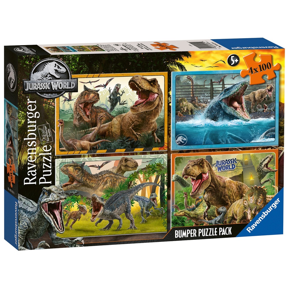 Voldoen diep menu Ravensburger Jurassic World Classic 4x 100-piece Jigsaw Puzzle Bumper Pack  | Smyths Toys UK