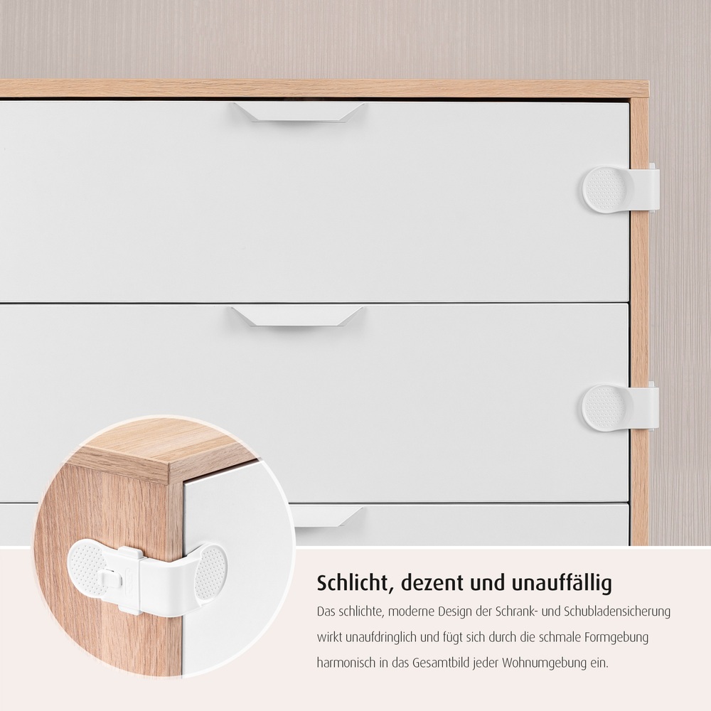 SIPO Kindersicherung 10er Set - Schranksicherung Ohne Bohren Für Baby-sicheres Zuhause