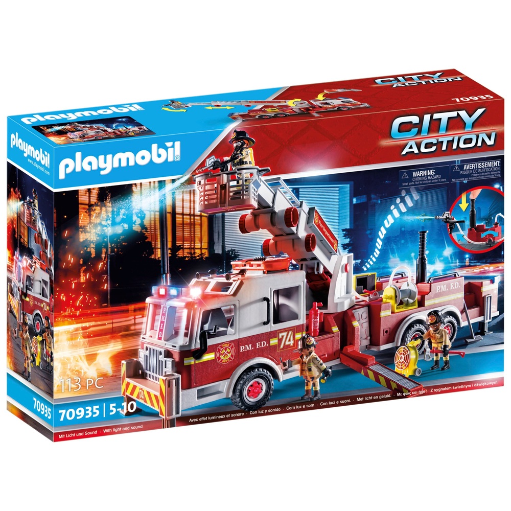 Wijden Buitengewoon Eigendom PLAYMOBIL City Action 70935 Brandweerwagen US Tower Ladder set | Smyths  Toys Nederland
