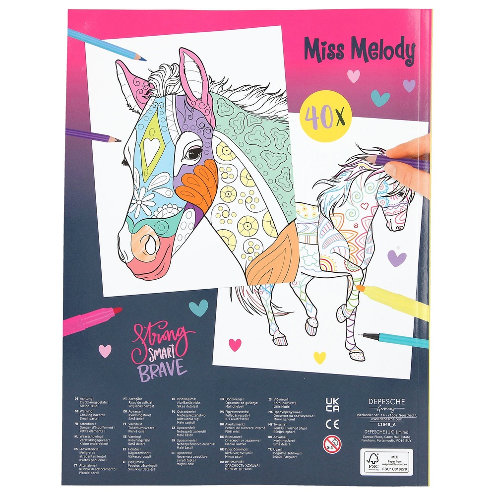 Malbuch Durchpausbuch Pferde Miss Melody Copy & Colouring Book Reiten Malen NEU 