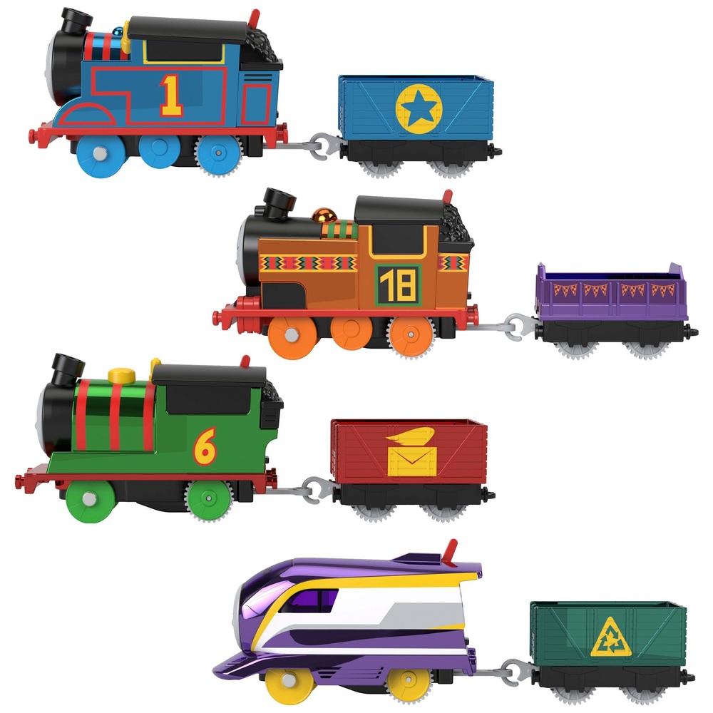 Thomas & Friends Thomas, Nia, Percy, & Kana Motorized Engine 4 Pack ...