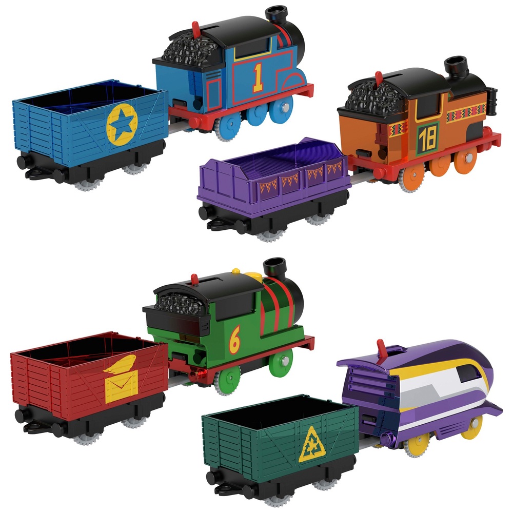 Thomas & Friends Thomas, Nia, Percy, & Kana Motorized Engine 4 Pack ...