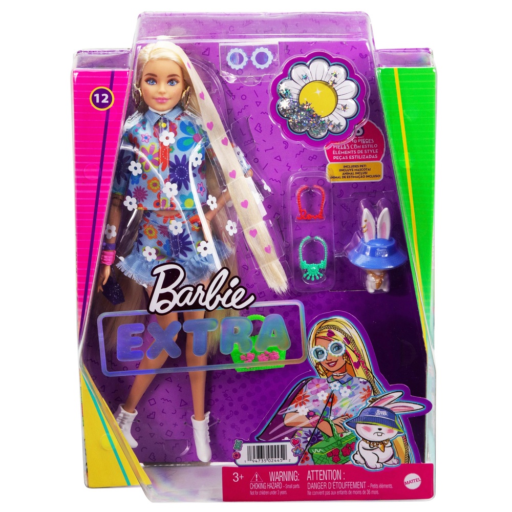 Barbie Extra Doll 12 in Floral 2 Piece Outfit Smyths Toys UK