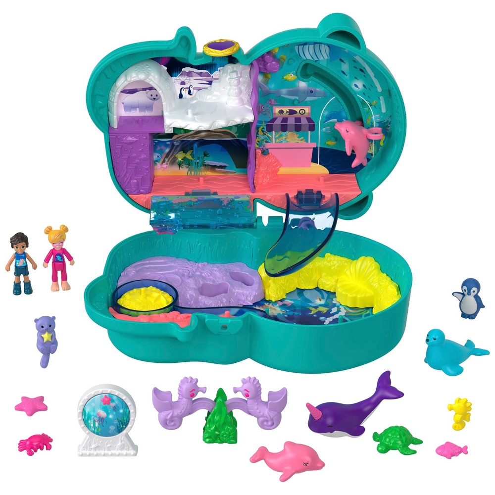 Miniatuur Aankondiging Glimmend Polly Pocket Otter-aquarium speelset met figuren en dieren | Smyths Toys  Nederland