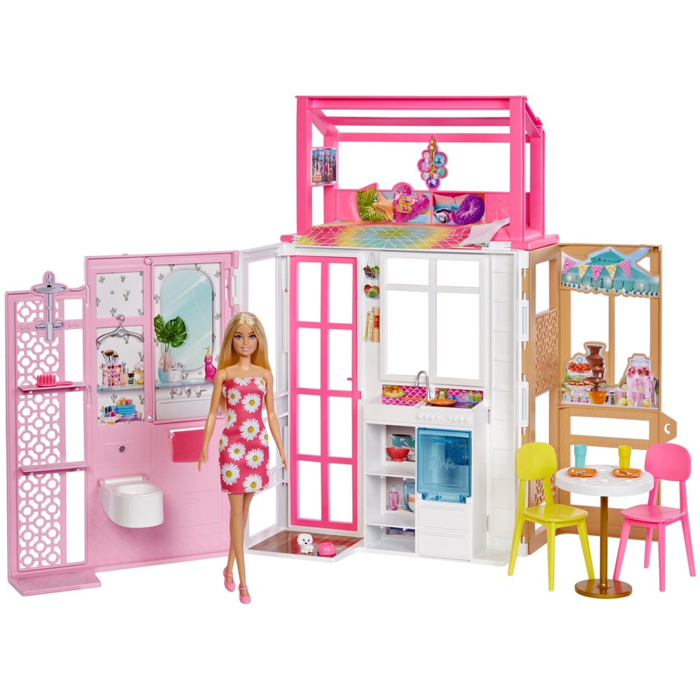 Voorrecht De layout Oeps Barbie vakantiehuis set met huis en pop | Smyths Toys Nederland