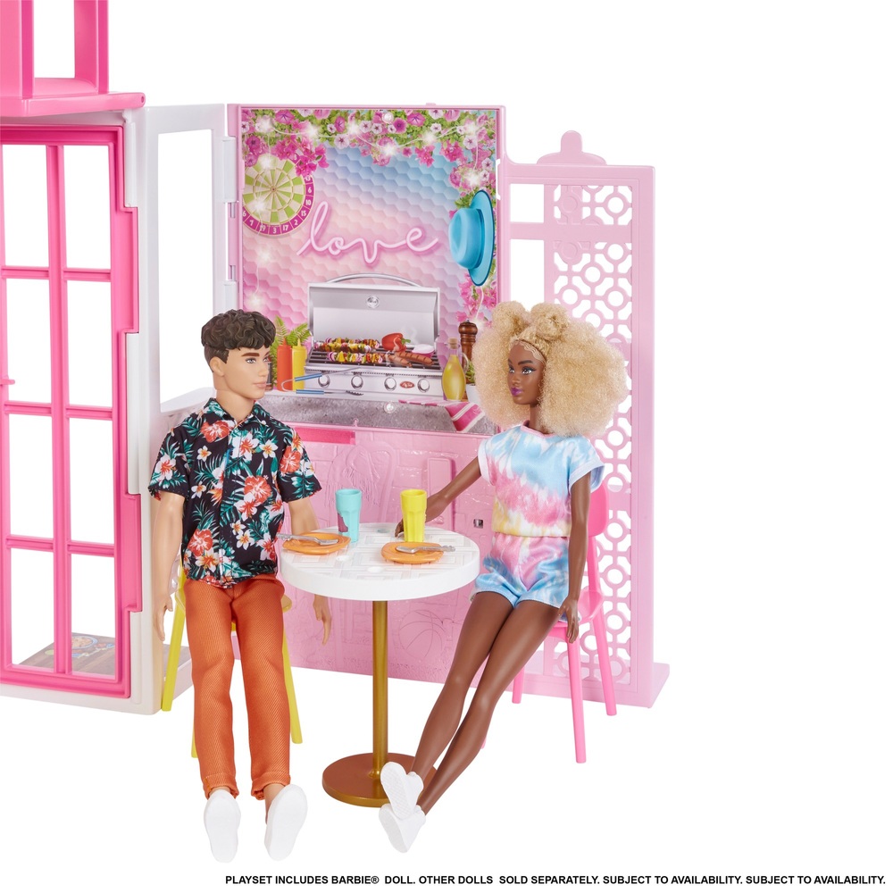 Voorrecht De layout Oeps Barbie vakantiehuis set met huis en pop | Smyths Toys Nederland