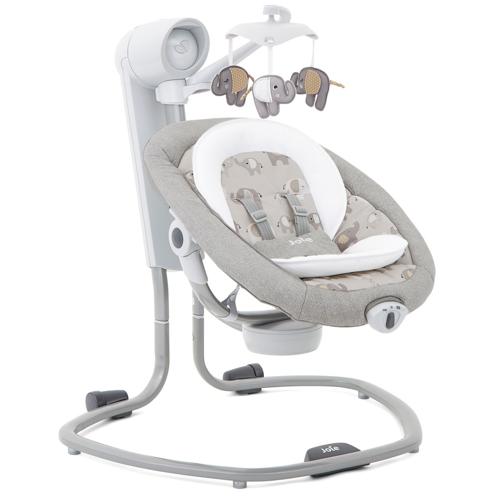 Joie Serina Electric Baby Swing Elephant Duo with Light and Sound Grey ...