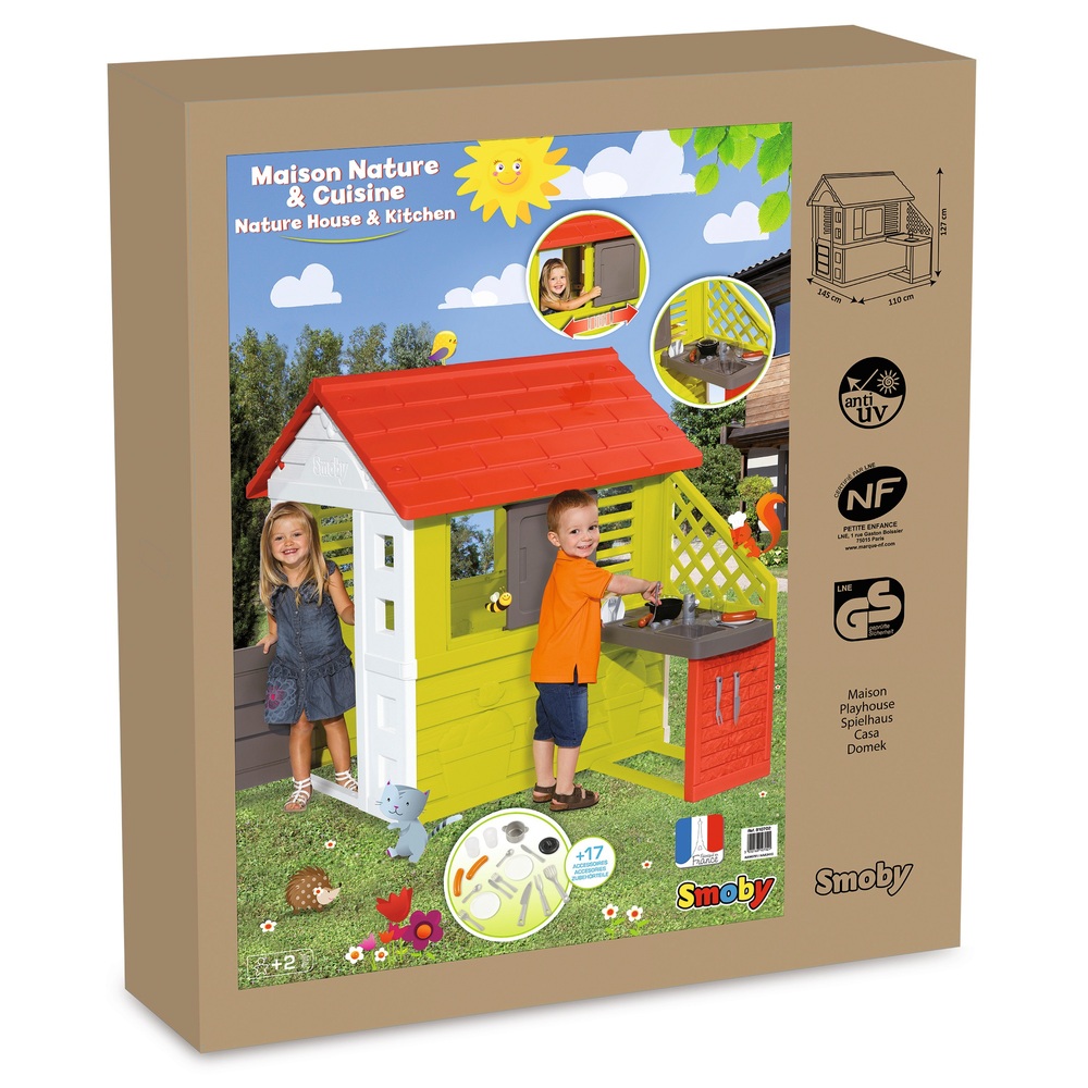 dilemma Onzorgvuldigheid belangrijk Smoby speelhuisje natuur met buitenspeelkeuken | Smyths Toys Nederland